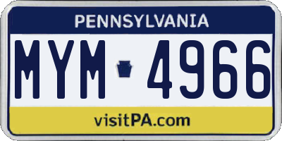 PA license plate MYM4966