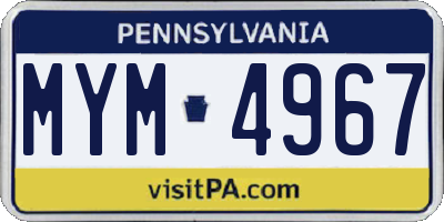 PA license plate MYM4967