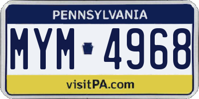 PA license plate MYM4968