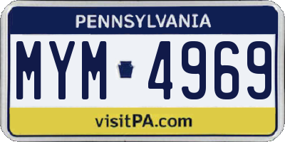 PA license plate MYM4969