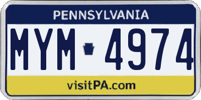 PA license plate MYM4974