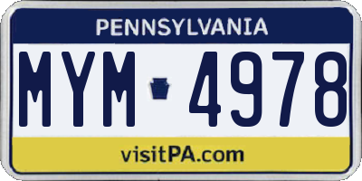 PA license plate MYM4978