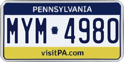 PA license plate MYM4980