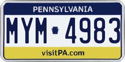 PA license plate MYM4983