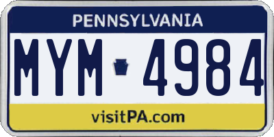 PA license plate MYM4984