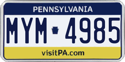 PA license plate MYM4985