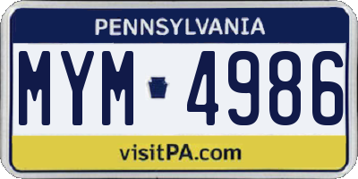 PA license plate MYM4986