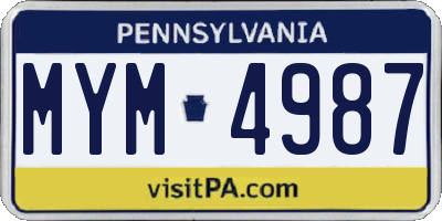 PA license plate MYM4987