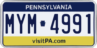 PA license plate MYM4991