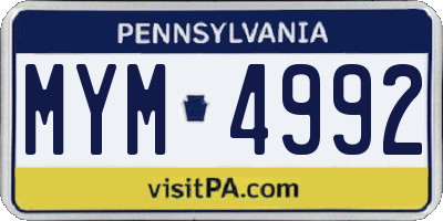 PA license plate MYM4992
