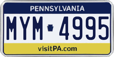 PA license plate MYM4995