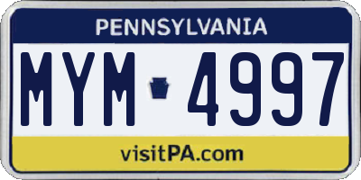 PA license plate MYM4997