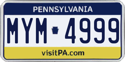 PA license plate MYM4999