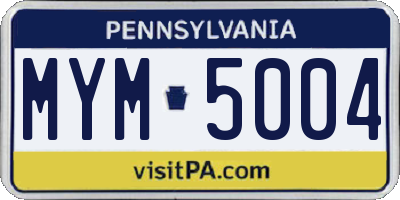 PA license plate MYM5004