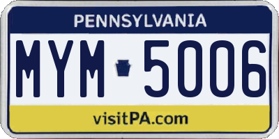 PA license plate MYM5006