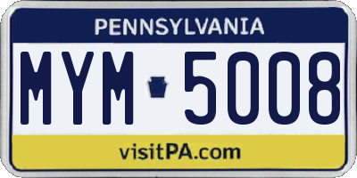 PA license plate MYM5008