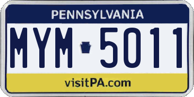 PA license plate MYM5011