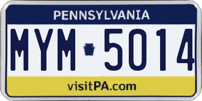 PA license plate MYM5014