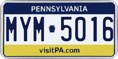 PA license plate MYM5016