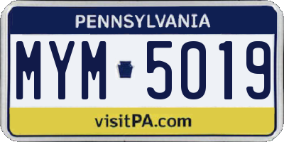 PA license plate MYM5019