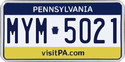 PA license plate MYM5021