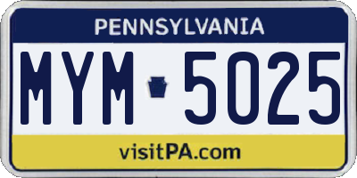 PA license plate MYM5025