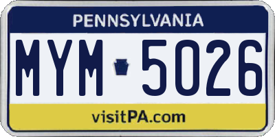 PA license plate MYM5026