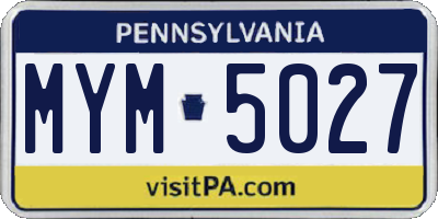 PA license plate MYM5027