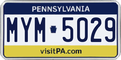 PA license plate MYM5029