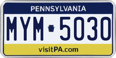 PA license plate MYM5030