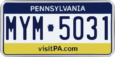 PA license plate MYM5031
