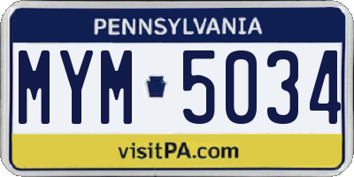PA license plate MYM5034