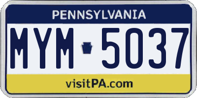 PA license plate MYM5037