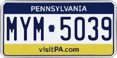 PA license plate MYM5039