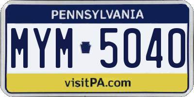 PA license plate MYM5040