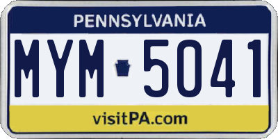 PA license plate MYM5041