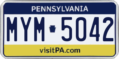 PA license plate MYM5042