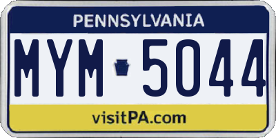 PA license plate MYM5044