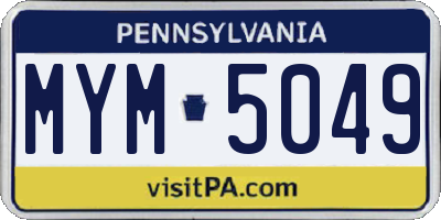 PA license plate MYM5049