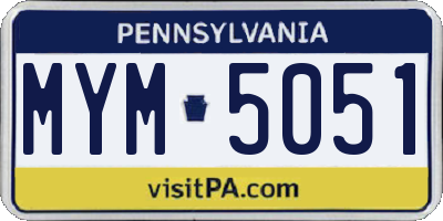 PA license plate MYM5051