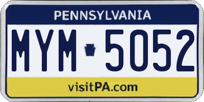 PA license plate MYM5052