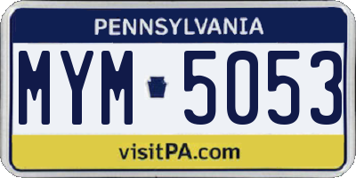PA license plate MYM5053