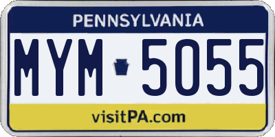 PA license plate MYM5055