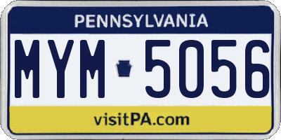 PA license plate MYM5056