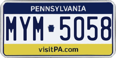 PA license plate MYM5058