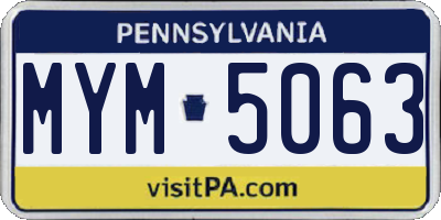 PA license plate MYM5063
