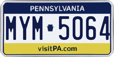 PA license plate MYM5064