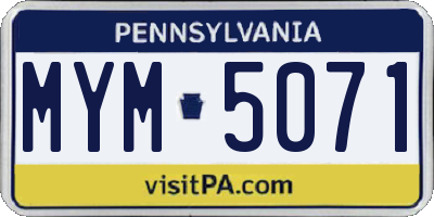 PA license plate MYM5071