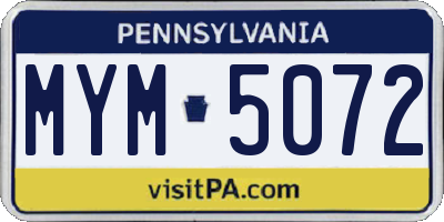 PA license plate MYM5072