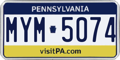 PA license plate MYM5074